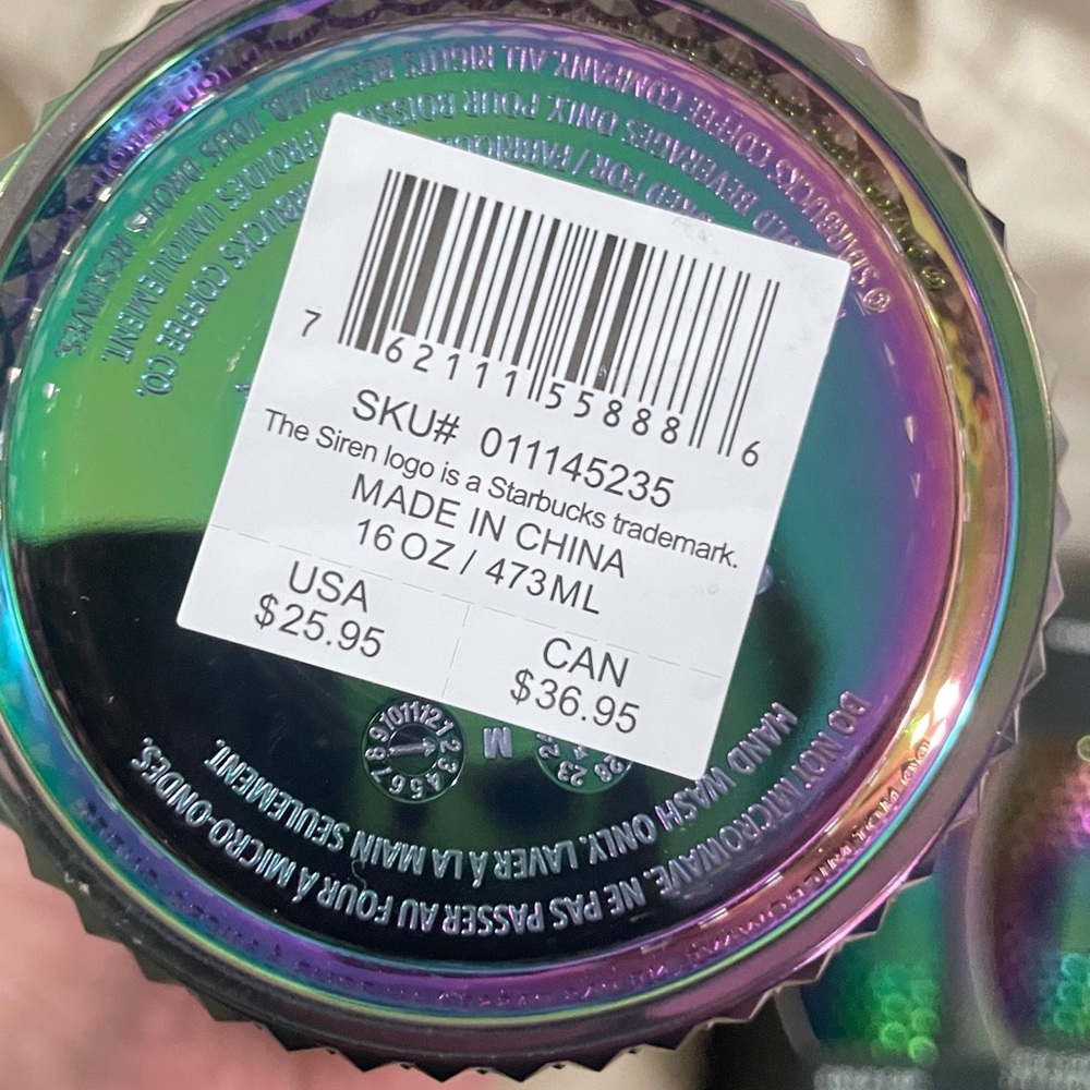 NWT STARBUCKS STUDDED IRRIDESCENT “Oil Slick” Medium 16Oz. Sized Cold Cup - Picture 2 of 3